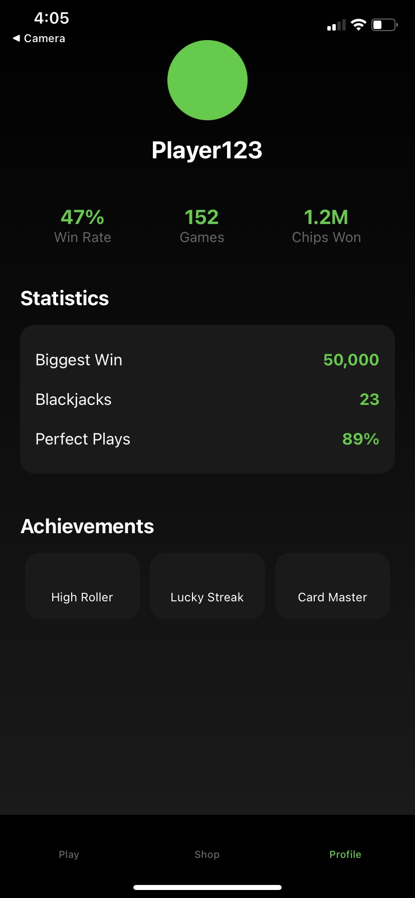 BlackJack Pro Player Profile
