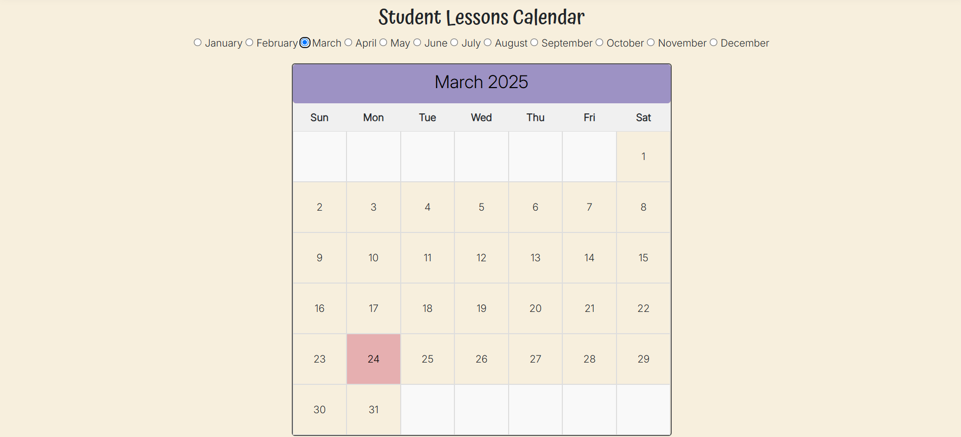 Student Calendar